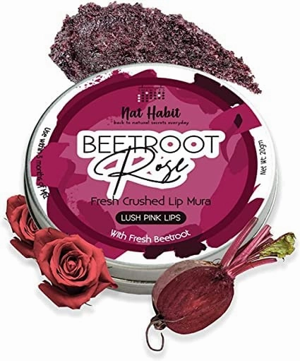 Beetroot Rose Lip Mura, Lip Scrub for Lip Lightening, Lip Mask for Dark Lips | Natural, Ayurvedic Lip Care | Fresh Kitchenmade, Desi Ghee, Raw Honey, Beetroot, Vitamin E | Dry Lips, 12g
