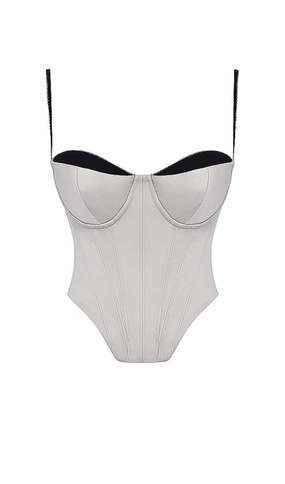 BEIGE SATIN UNDERWIRED CORSET