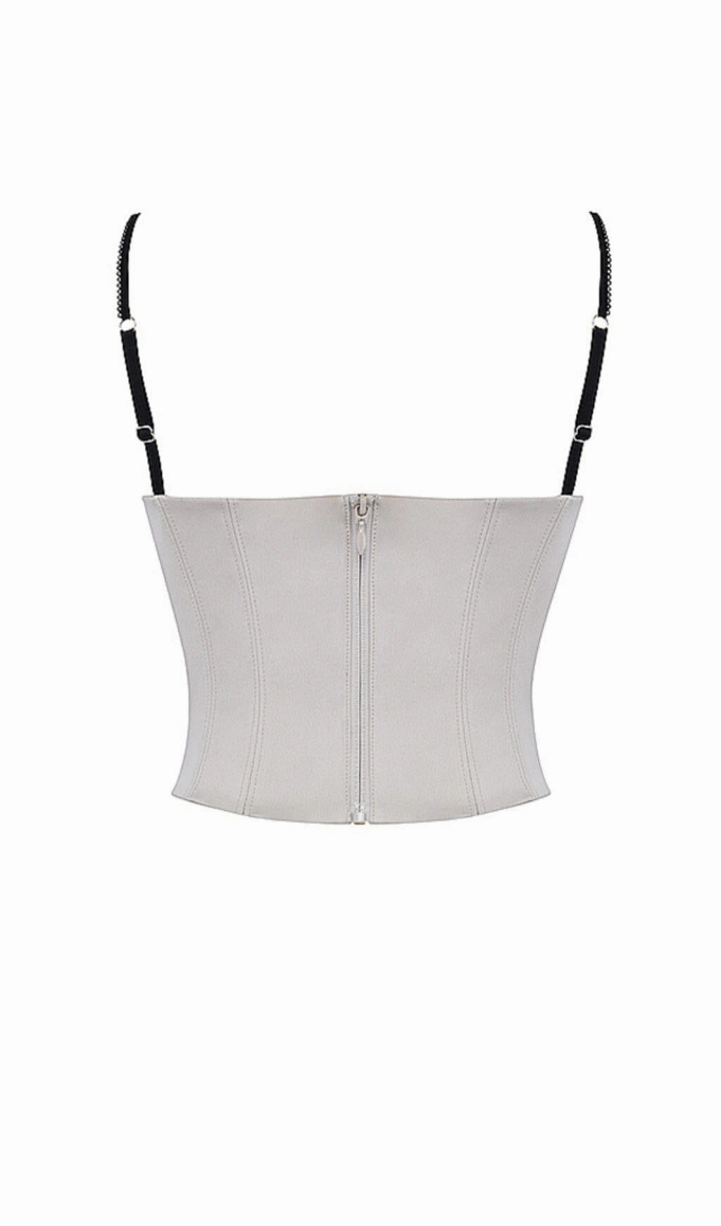 BEIGE SATIN UNDERWIRED CORSET