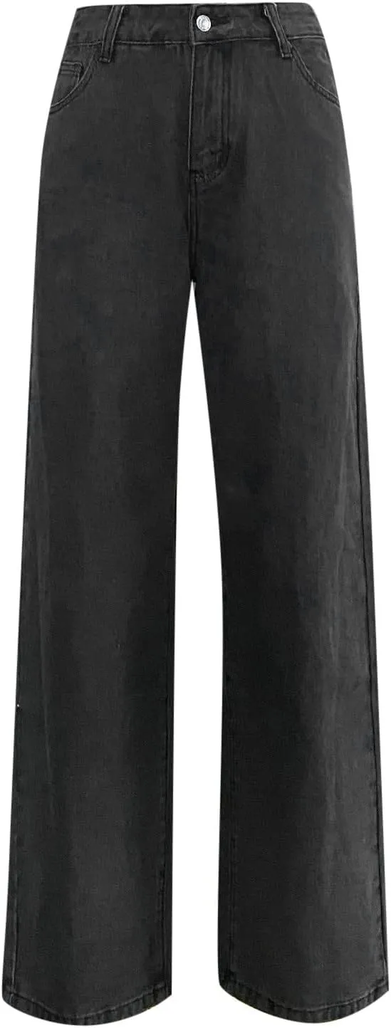Bell Bottom Jeans for Women Mid Rise Baggy Jeans Stretch Bootcut Denim Pants Fashion Raw Hem Trouser Jeans