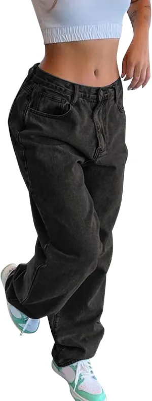 Bell Bottom Jeans for Women Mid Rise Baggy Jeans Stretch Bootcut Denim Pants Fashion Raw Hem Trouser Jeans