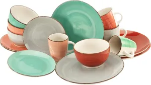Bella Casa Fashion 22853 16-Piece Crockery Set, Stoneware Crockery Set, Dishwasher and Microwave Safe, Quality Production