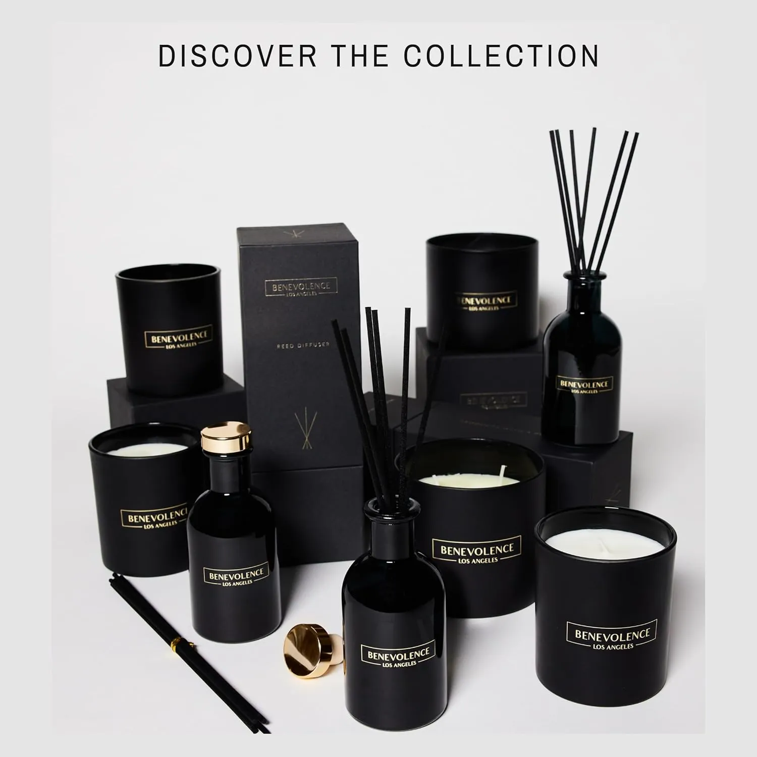 Benevolence LA Bergamot & Jasmine Scented Candle | Fathers Day Gift for Dad | Soy Candles, Black Candle for Home | Gifts for Men | Home Fragrance | Aromatherapy | 8oz, 45 Hour Burn - Jasmine