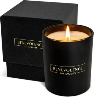 Benevolence LA Bergamot & Jasmine Scented Candle | Fathers Day Gift for Dad | Soy Candles, Black Candle for Home | Gifts for Men | Home Fragrance | Aromatherapy | 8oz, 45 Hour Burn - Jasmine