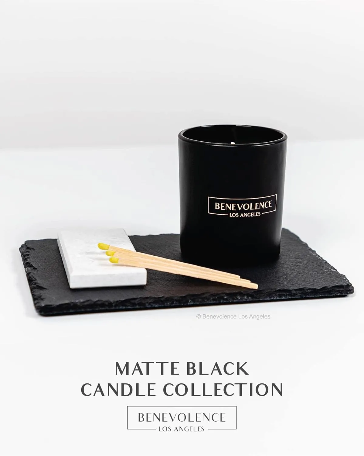 Benevolence LA Bergamot & Jasmine Scented Candle | Fathers Day Gift for Dad | Soy Candles, Black Candle for Home | Gifts for Men | Home Fragrance | Aromatherapy | 8oz, 45 Hour Burn - Jasmine