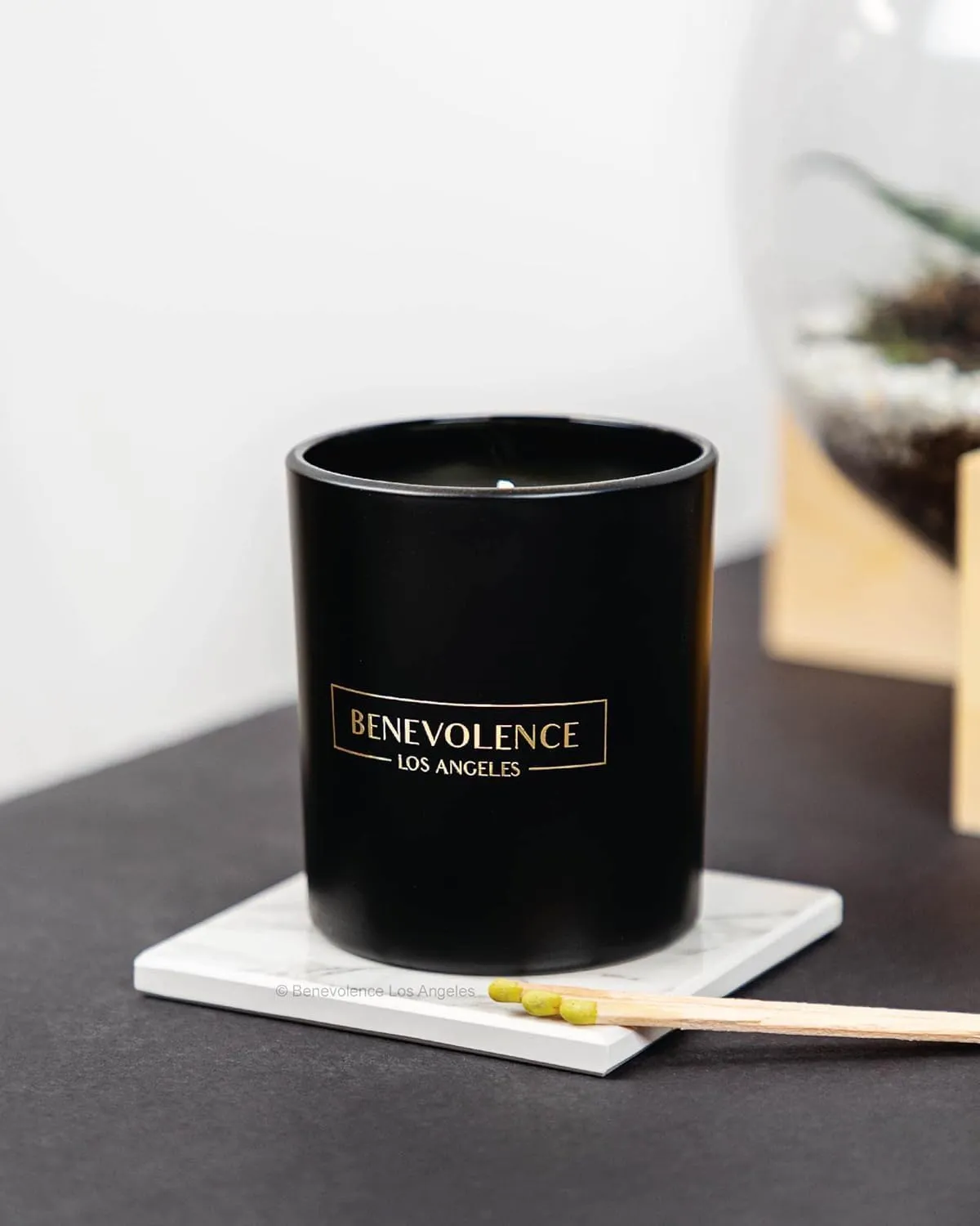 Benevolence LA Bergamot & Jasmine Scented Candle | Fathers Day Gift for Dad | Soy Candles, Black Candle for Home | Gifts for Men | Home Fragrance | Aromatherapy | 8oz, 45 Hour Burn - Jasmine