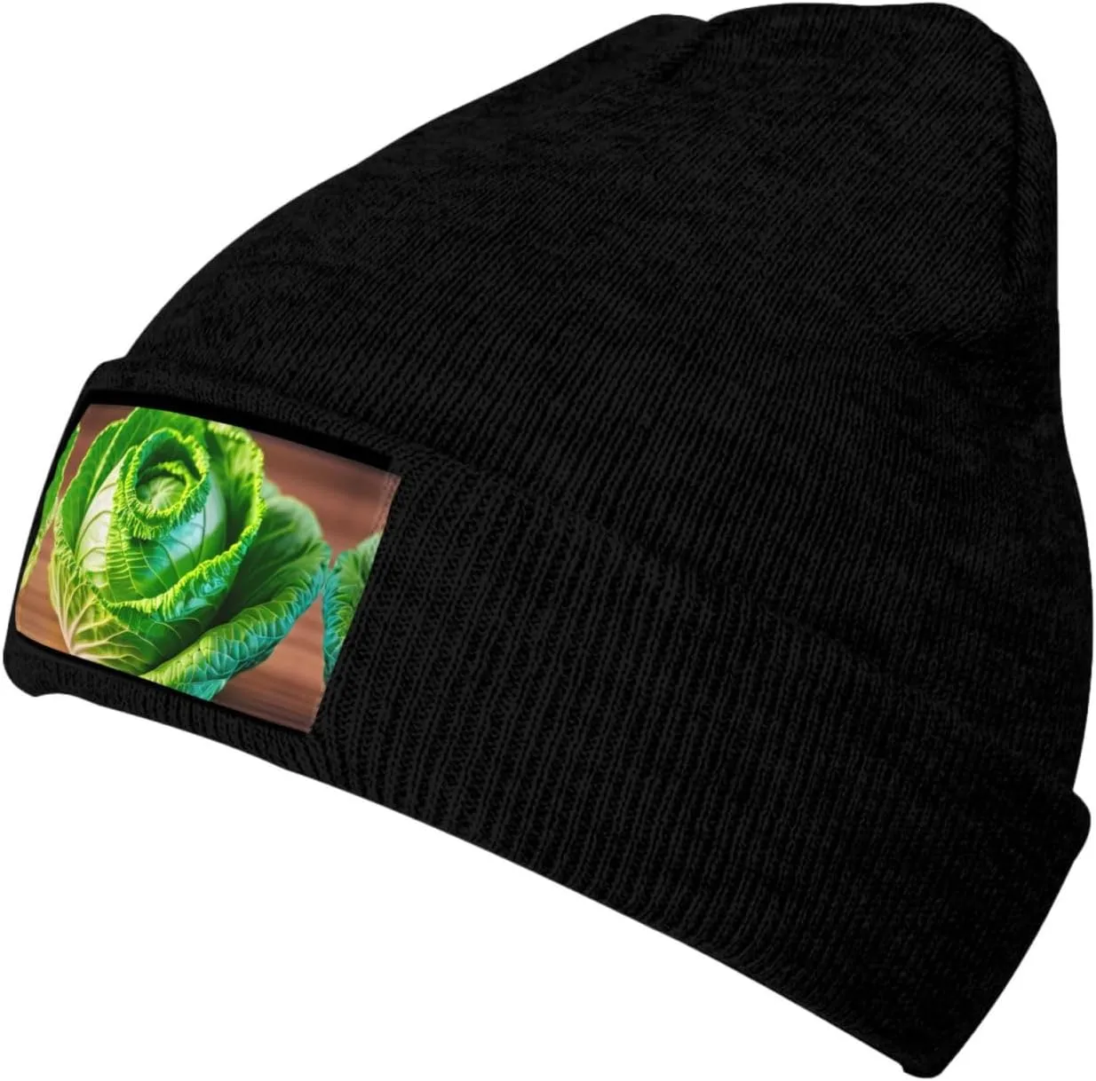 berbo Thick Unisex Knitted Beanie,Insulator for Cold Weather,Snowboarding, Skiing, and Outdoor Winter Adventures Bright Cabbage Black