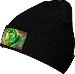 berbo Thick Unisex Knitted Beanie,Insulator for Cold Weather,Snowboarding, Skiing, and Outdoor Winter Adventures Bright Cabbage Black