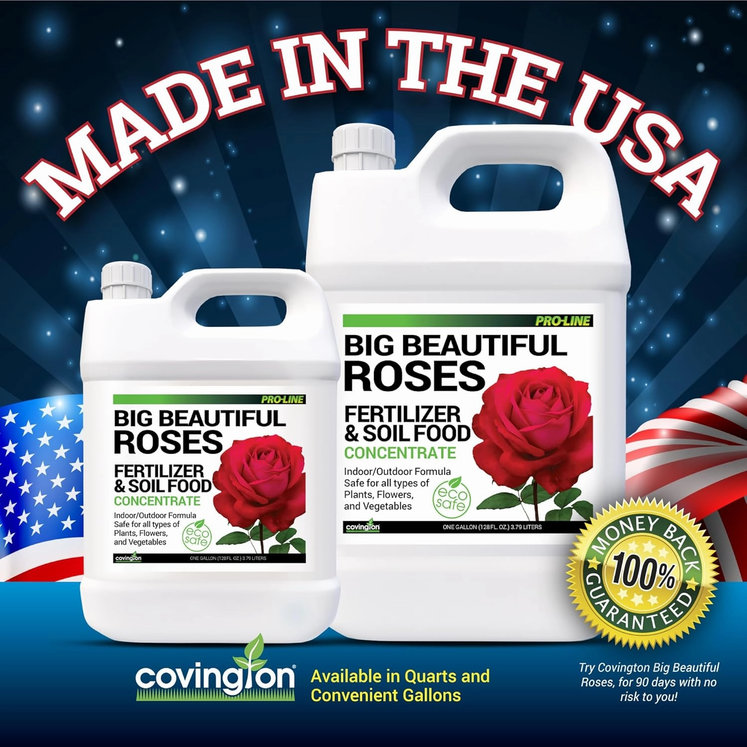 Best Rose Fertilizer – Rose Bush Blended for All Types – Flower Care Plant Food – Achieve Rose Tone Desired – Made in USA - Gallon