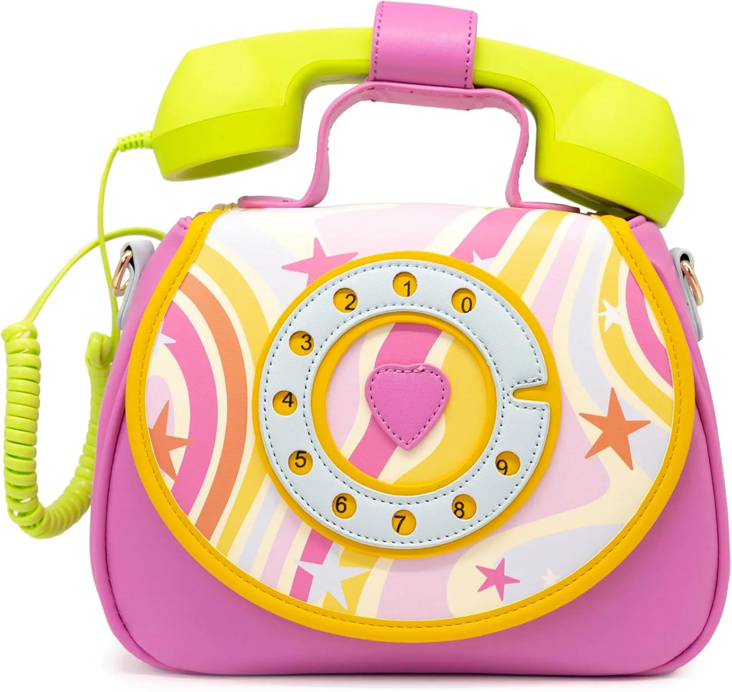 Bewaltz Novelty Handbag, Fun Shape Tween Style - Crossbody (Ring Ring Phone Convertible Handbag - Retro Vibes)
