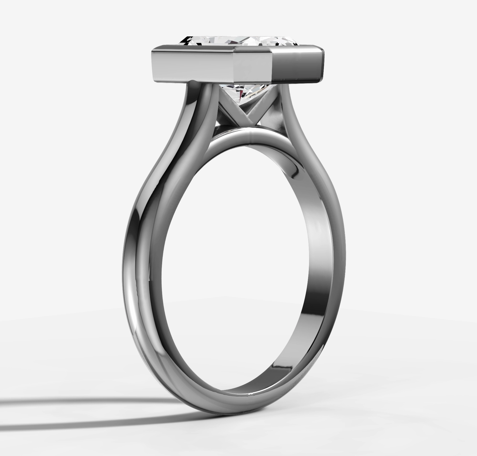 Bezel Set Engagement Ring with Radiant Cut Diamond