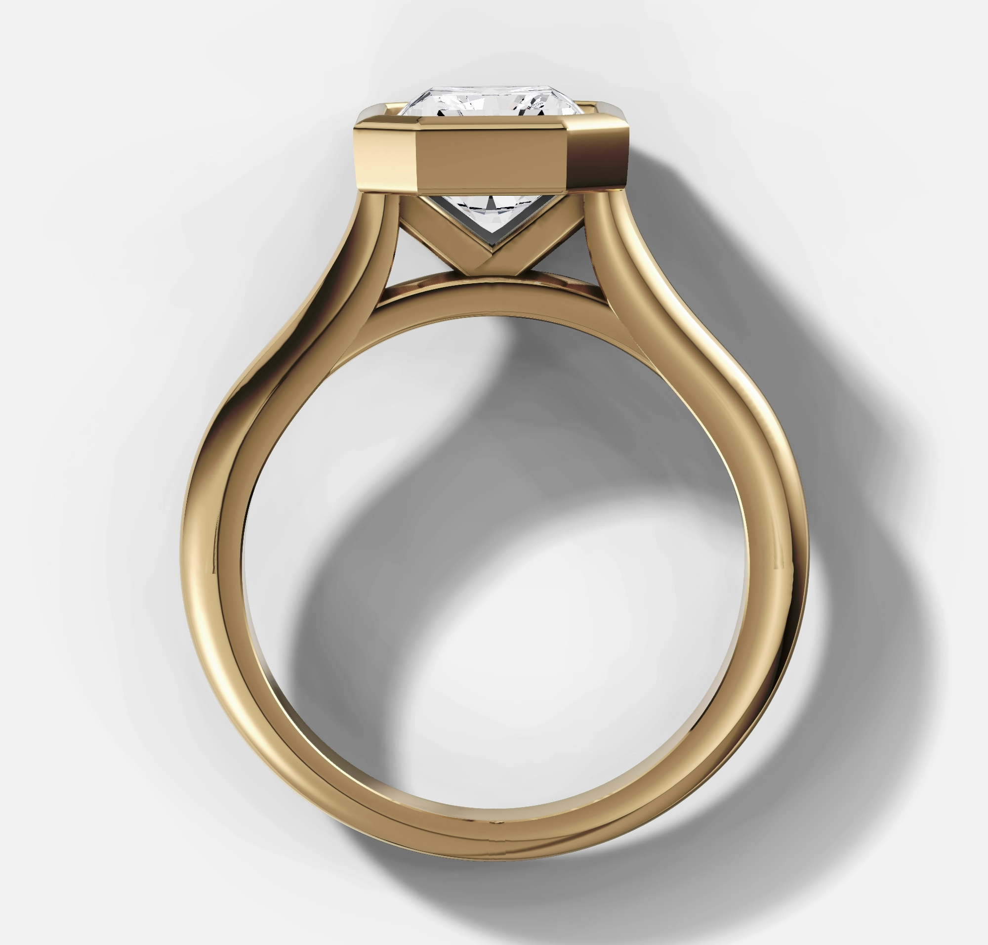 Bezel Set Engagement Ring with Radiant Cut Diamond