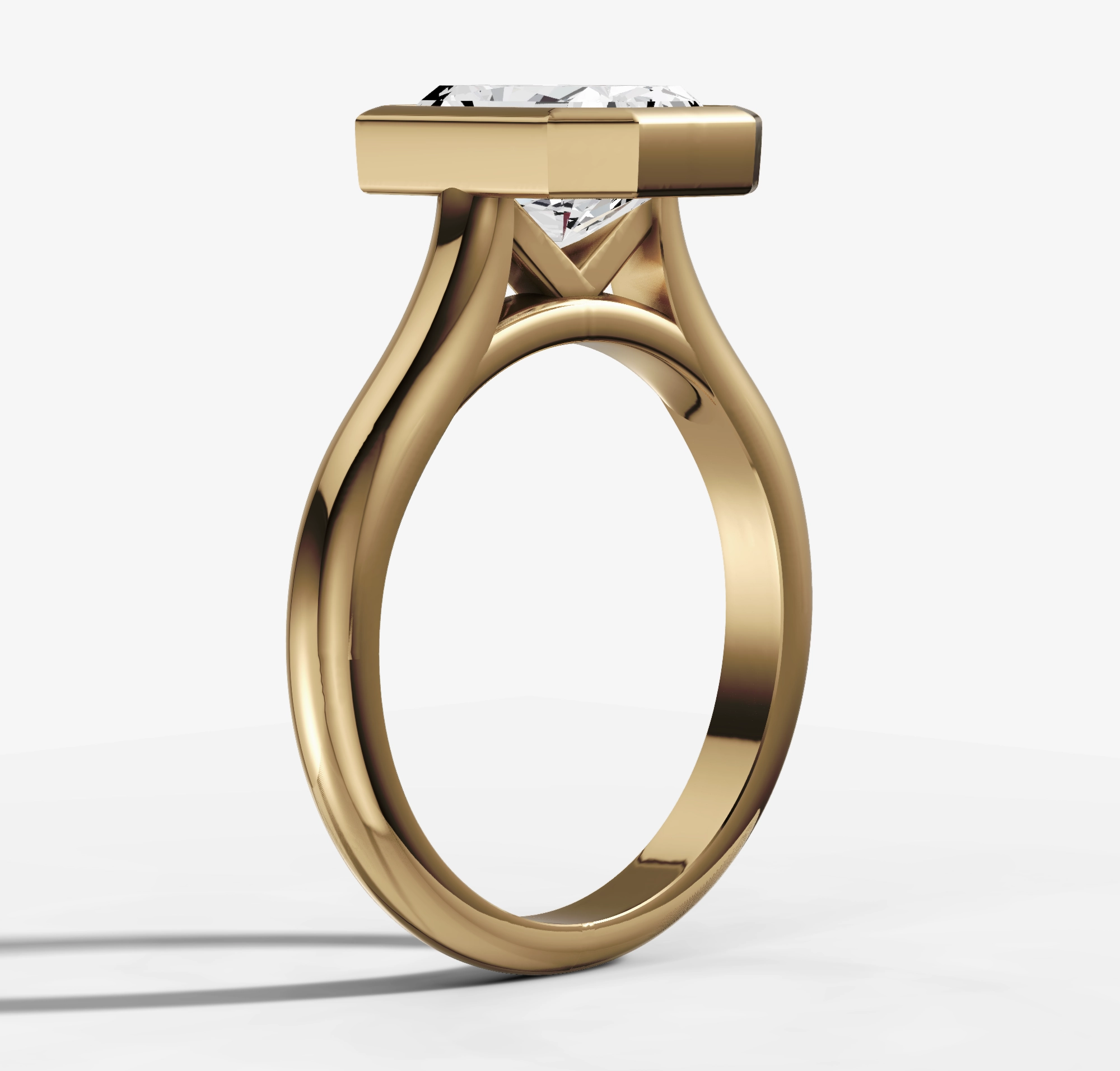 Bezel Set Engagement Ring with Radiant Cut Diamond