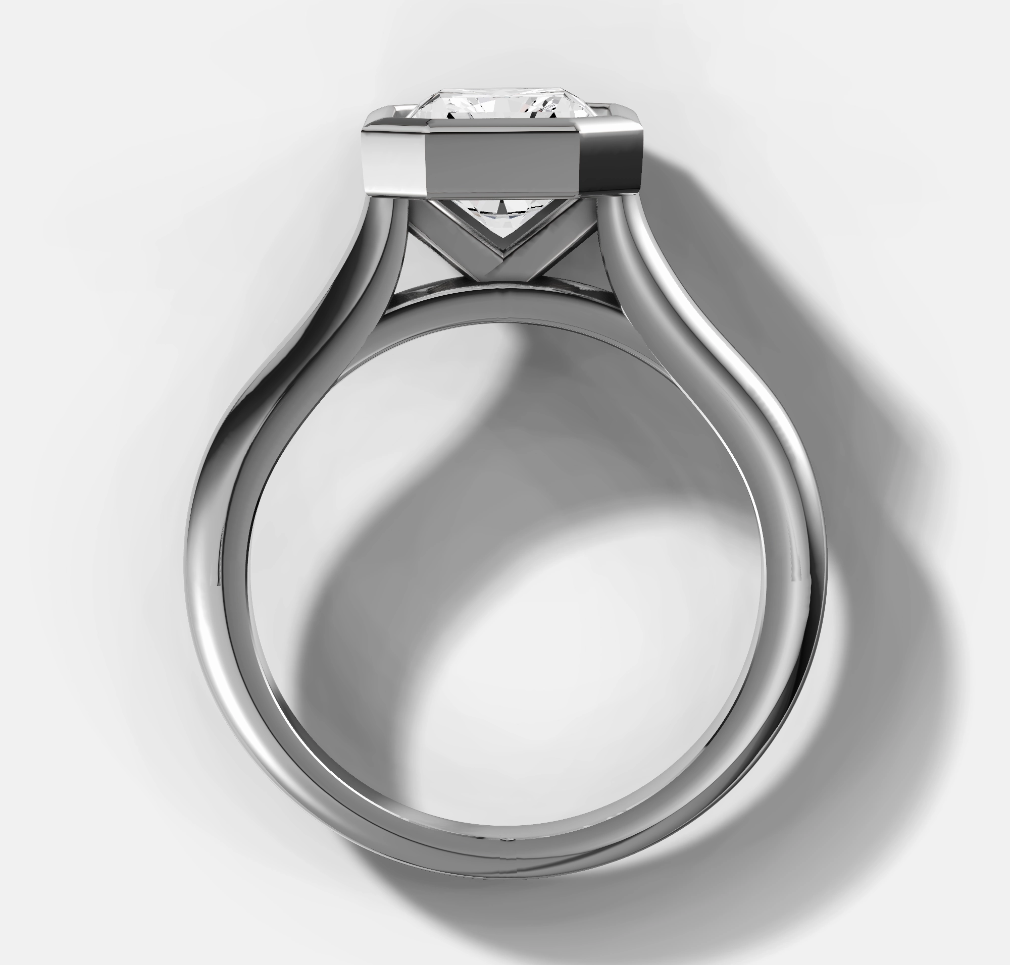 Bezel Set Engagement Ring with Radiant Cut Diamond