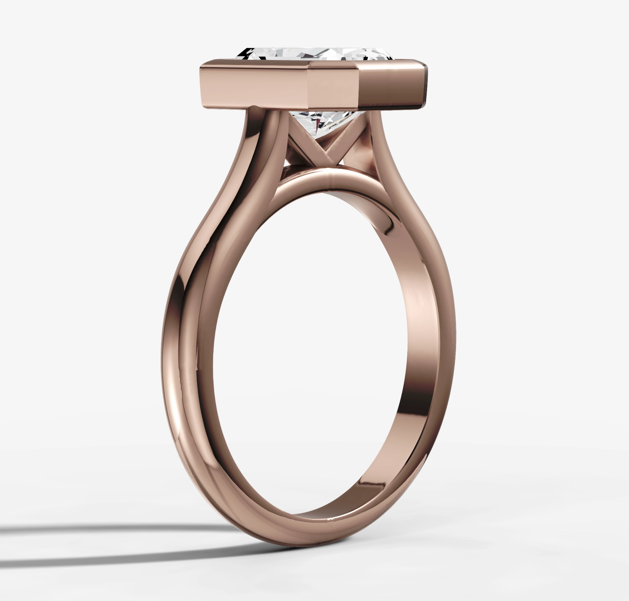 Bezel Set Engagement Ring with Radiant Cut Diamond