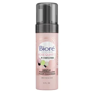 Bioré Rose Quartz   Charcoal Gentle Marshmallow Foam Cleanser, Daily Foaming Face Wash, 5 Ounces, Oil Free, Dermatologist Tested, Non-Comedogenic, Cruelty Free, Vegan Friendly