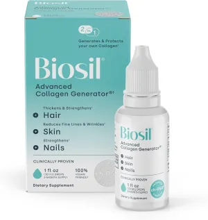 Biosil Collagen Generator - 1 fl oz Drops - with Patented ch-OSA Complex - Generates & Protects Your Own Collagen - GMO Free - 60-Day Supply