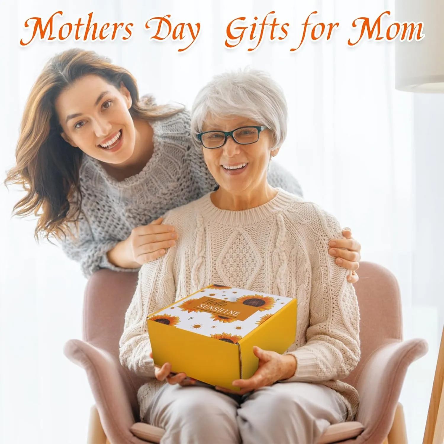 Birthday Gifts for Women Mothers Day Gifts - 8 Pcs Sunflower Gift Baskets for Women, Get Well Gift for Her, Happy Birthday Gift for Mom Sister Daughter Wife Coworker Best Friend Friendship