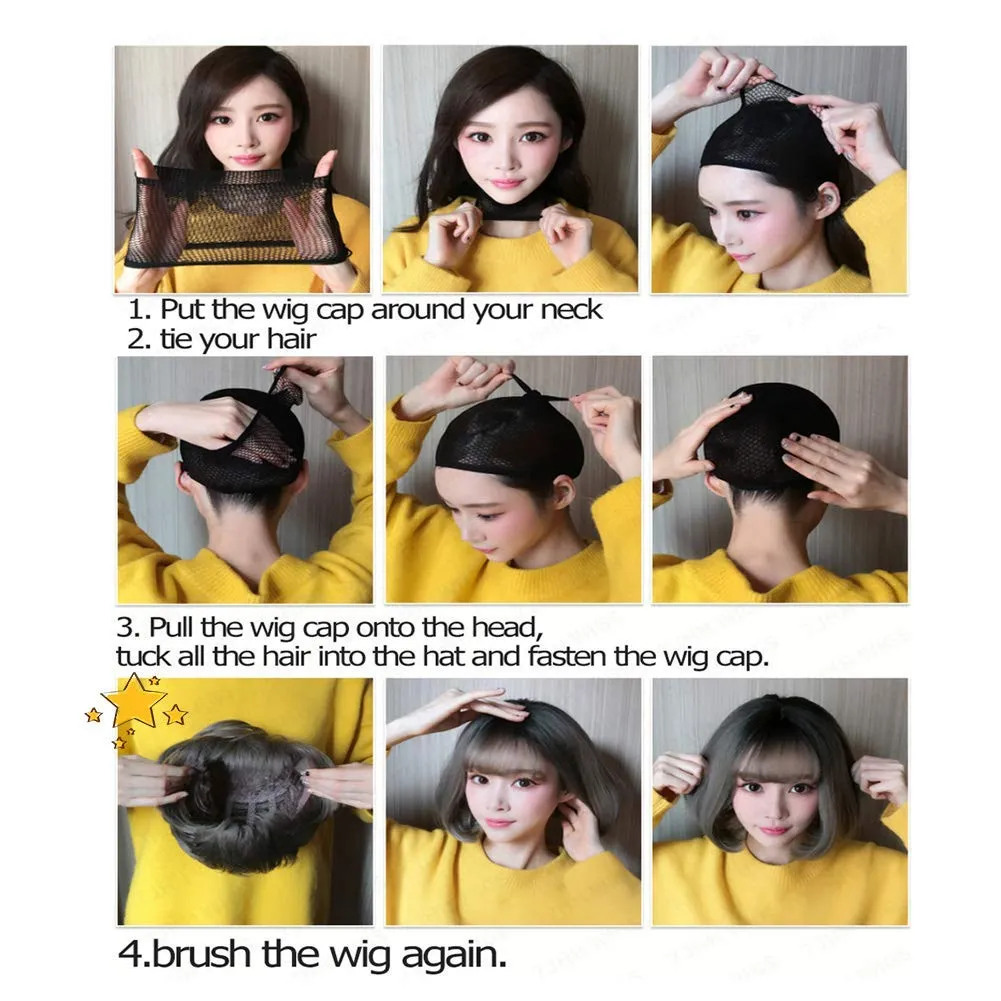 Blonde Short Bob Wig Straight Rose Golden Bob Wig with Bangs Synthetic Straight Bob Wig for Women Natural Looking for Daily Use (Rose Gold)
