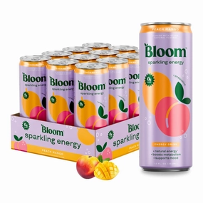 Bloom Nutrition Sparkling Energy Drink - Natural Caffeine, Zero Sugar, 180mg Caffeine - Antioxidant-Rich w/Green Coffee Bean, Green Tea Extract, Prebiotics - Wellness Beverage for Focus & Metabolism 12oz 12 pk