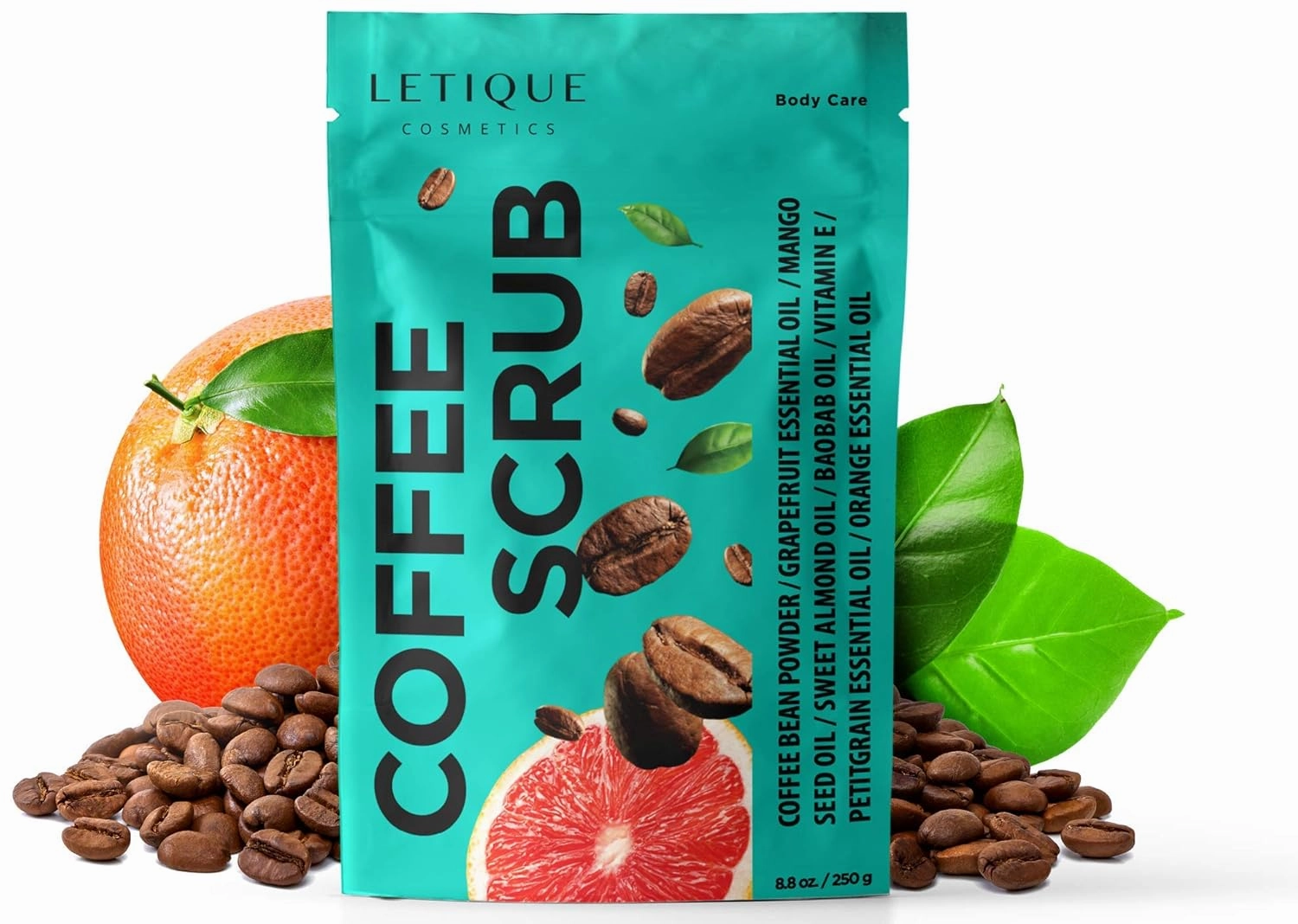 Body Scrub Coffee - Removing Dead Particles of the Epidermis and Stimulating Blood Circulation and Lymphatic Drainage, Makes Your Skin Supple, Smooth and Elastic - 8.8 fl. oz. / 250 g.