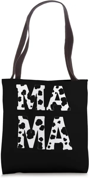Bold Cow Print Typographic Tote Bag