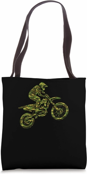 Bold Camo Motocross Bike Air Stunt Tote Bag