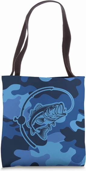 Bold Camouflage Fisherman Who Loves River Bass Camo Fishing Tote Bag