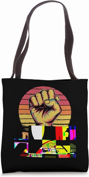 Bold Resist Quote with Raised Fist Design Tote Bag