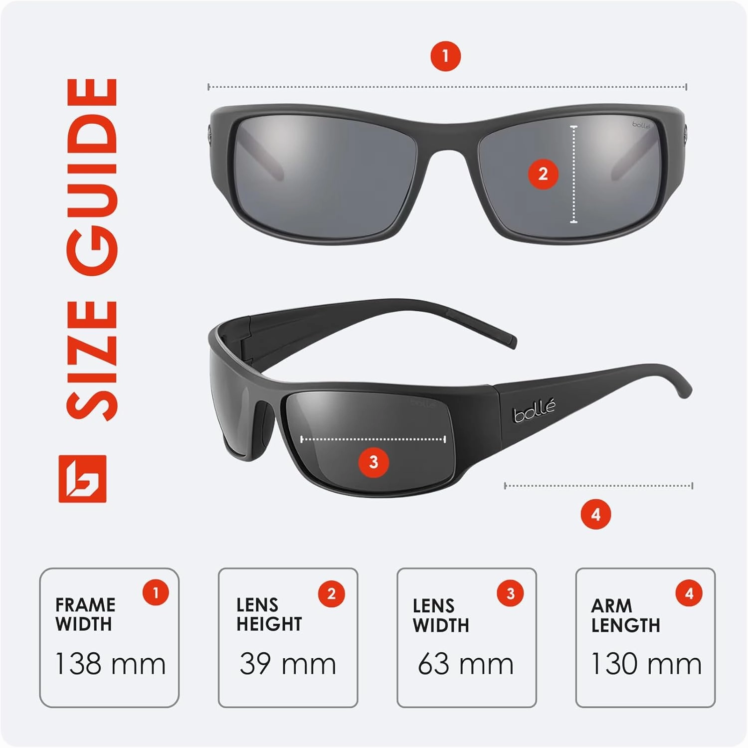 bollé King 63MM Wrap Around Sunglasses for Men for Women   BUNDLE With Designer iWear Complimentary Eyewear Kit