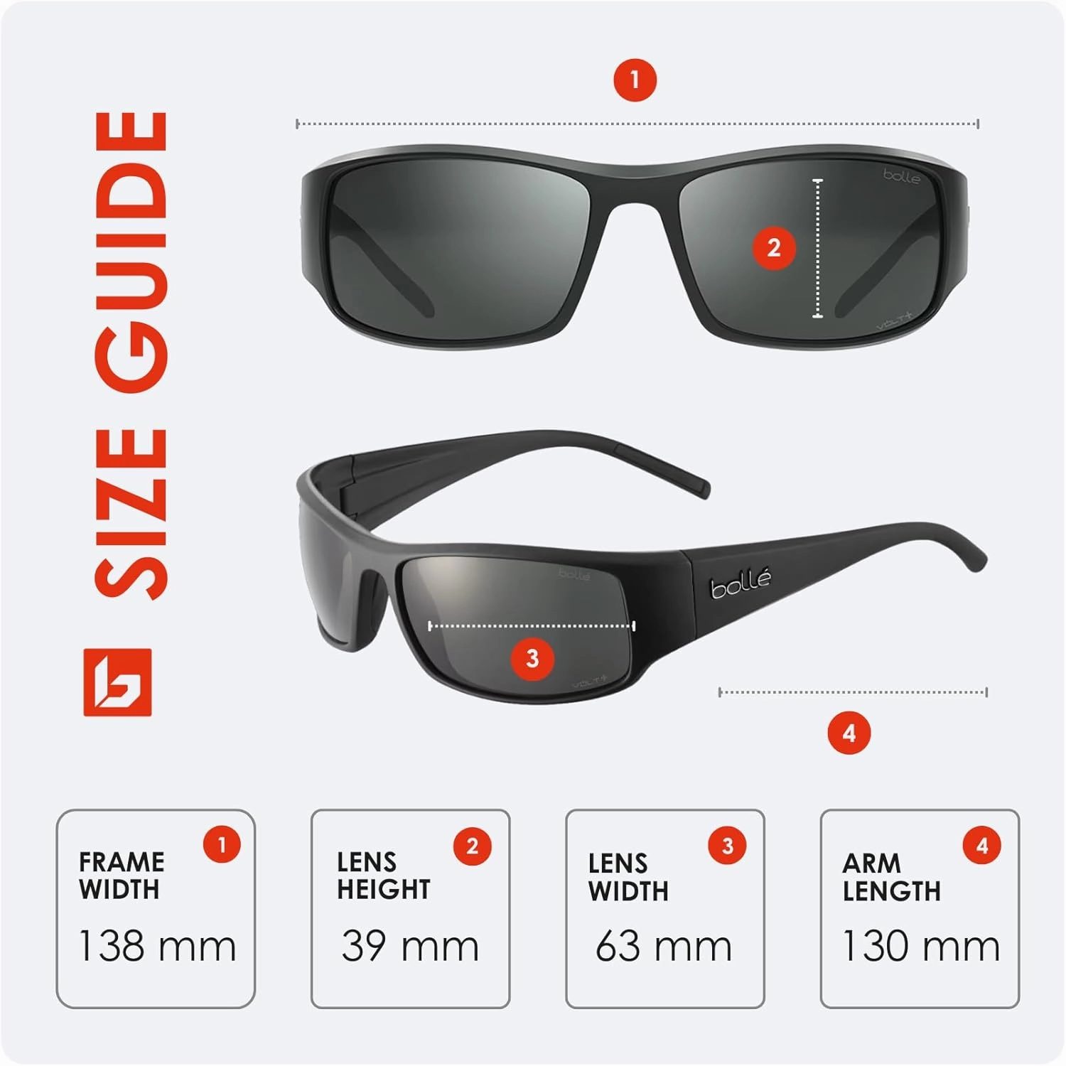 bollé King 63MM Wrap Around Sunglasses for Men for Women   BUNDLE With Designer iWear Complimentary Eyewear Kit