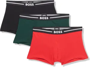 BOSS mens 3 Pack Bold Logo Cotton Stretch Trunks