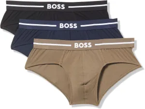 BOSS Men's 3-Pack Bold Logo Solid Briefs