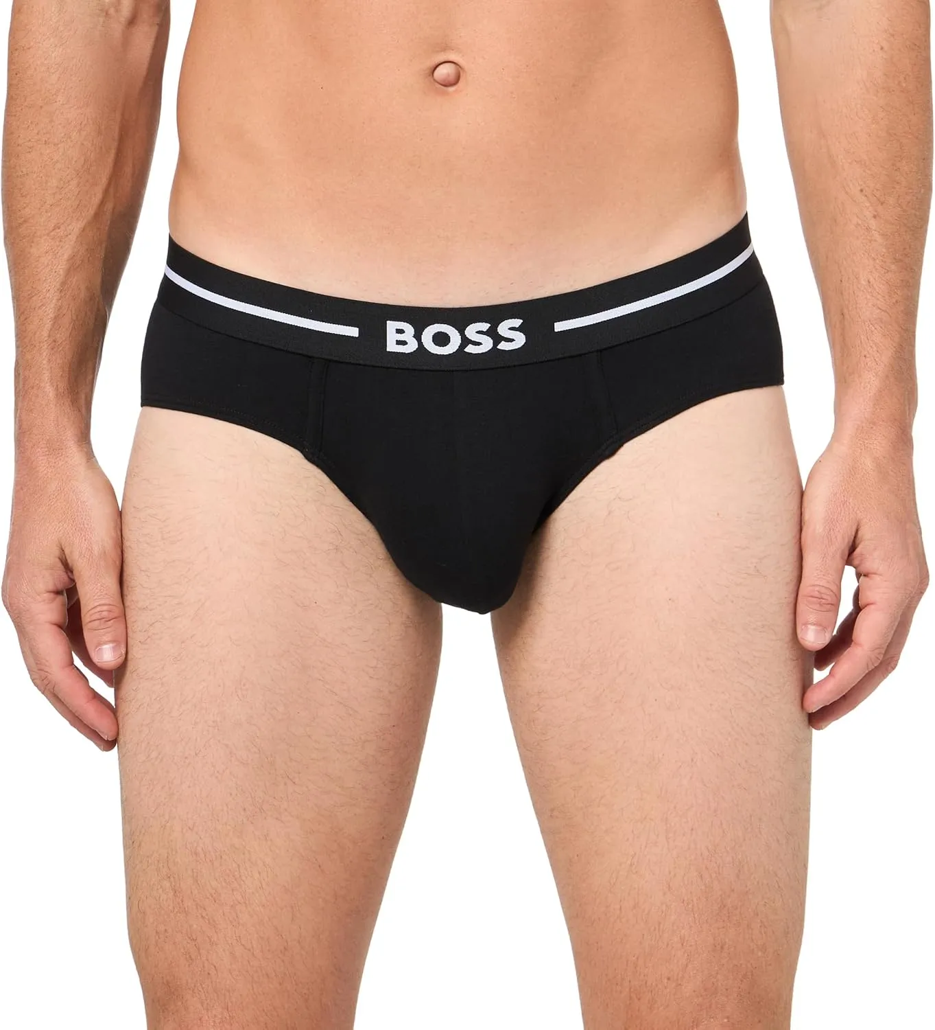BOSS Men's 3-Pack Bold Logo Solid Briefs