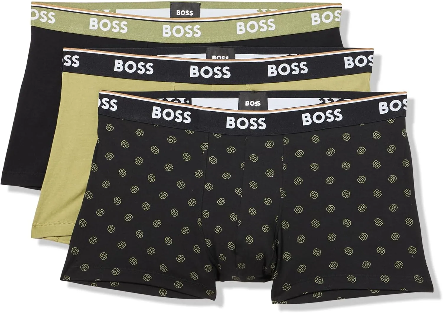 BOSS Men's 3-Pack Multi Design Bold Logo Trunks