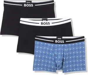 BOSS Men's 3-Pack Multi Design Bold Logo Trunks