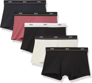 BOSS Men's 5 Pack Bold Logo Cotton Stretch Trunks