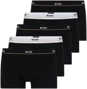 BOSS Men's 5 Pack Bold Logo Cotton Stretch Trunks