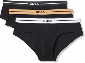 BOSS Men's 3-Pack Bold Logo Solid Briefs