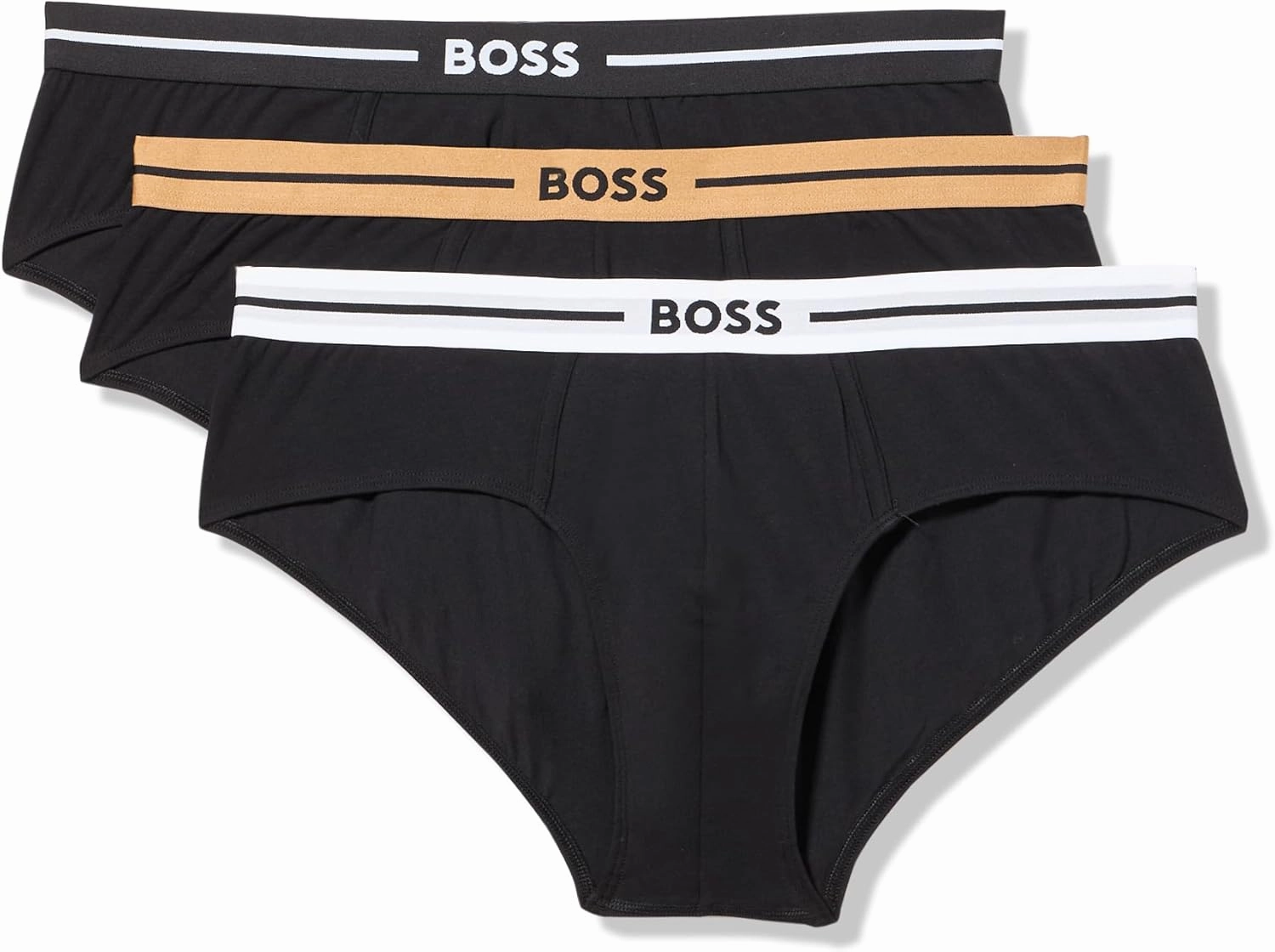 BOSS Men's 3-Pack Bold Logo Solid Briefs