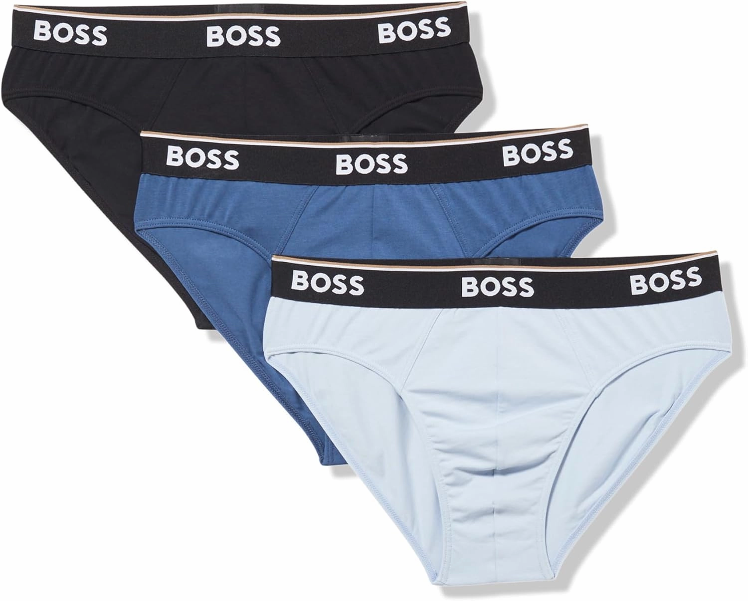 BOSS Men's 3-Pack Bold Logo Solid Briefs