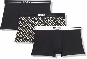 BOSS Men's 3-Pack Multi Design Bold Logo Trunks