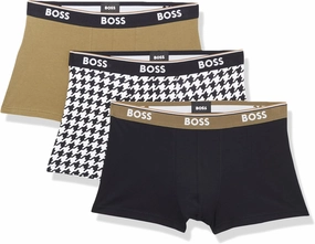 BOSS Men's 3-Pack Multi Design Bold Logo Trunks