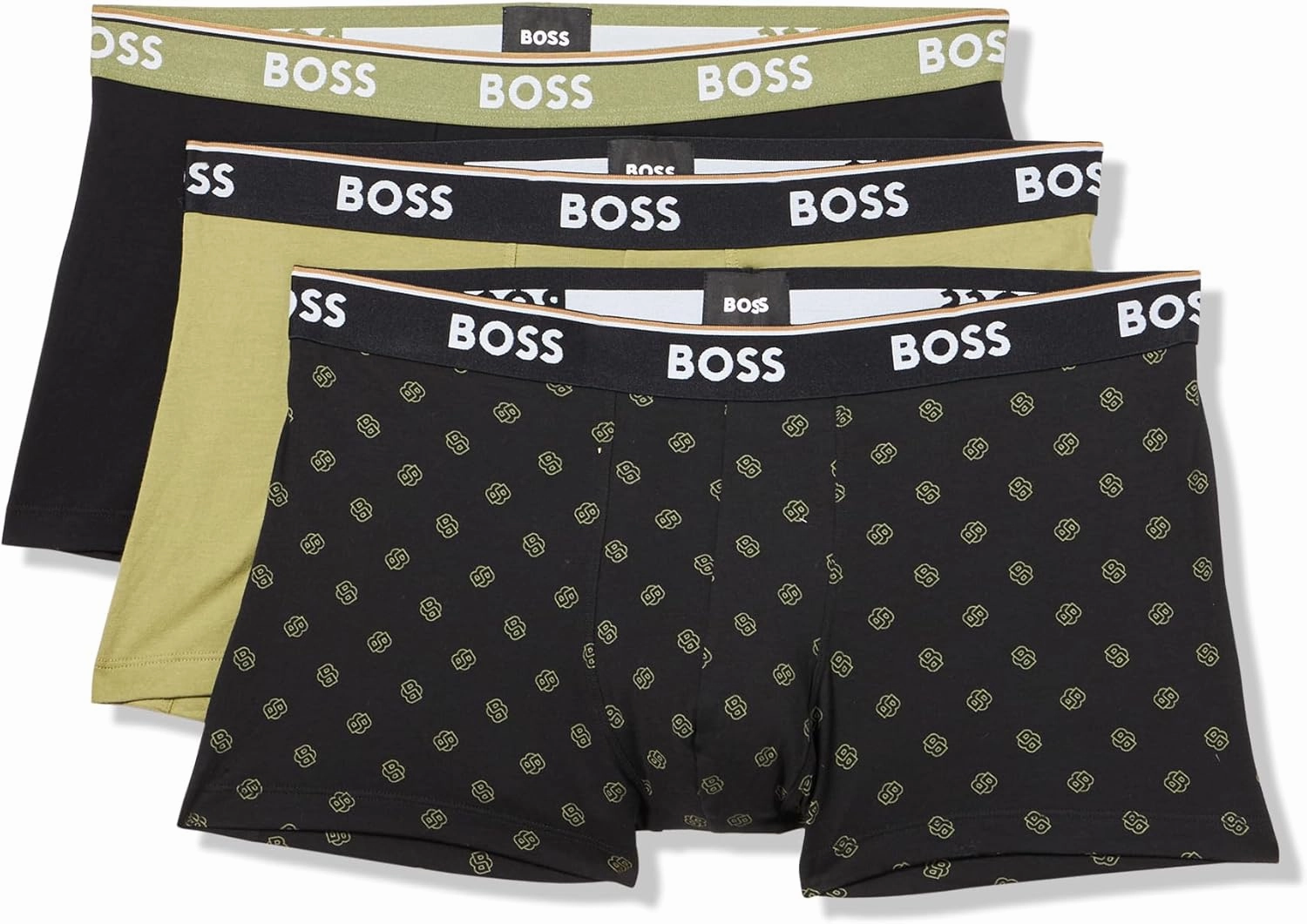 BOSS Men's 3-Pack Multi Design Bold Logo Trunks