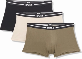 BOSS mens 3 Pack Bold Logo Cotton Stretch Trunks