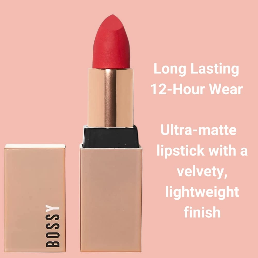 Bossy Cosmetics Vegan Lipstick Matte, Long Lasting, Hydrating Lip Stick with Vitamin E and Watermelon Seed Oil, Paraben and Cruelty Free (Inspiring - Fuchsia Color)