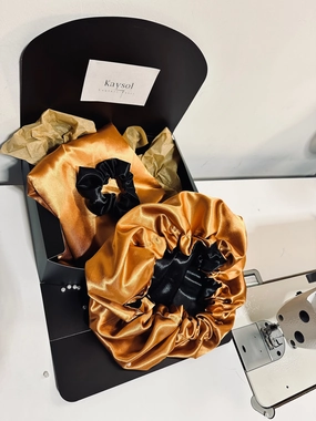 Box Taie d’oreiller en satin - Bonnet de nuit en satin et chouchou