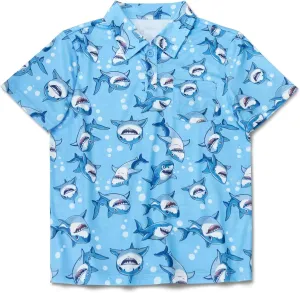 Boys Hawaiian Shirt Polo Tropical Kid Aloha Golf Uniform Short Sleeve Printed Tee Summer Beach Vacation Graphic Top