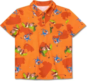 Boys Hawaiian Shirt Polo Tropical Kid Aloha Golf Uniform Short Sleeve Printed Tee Summer Beach Vacation Graphic Top