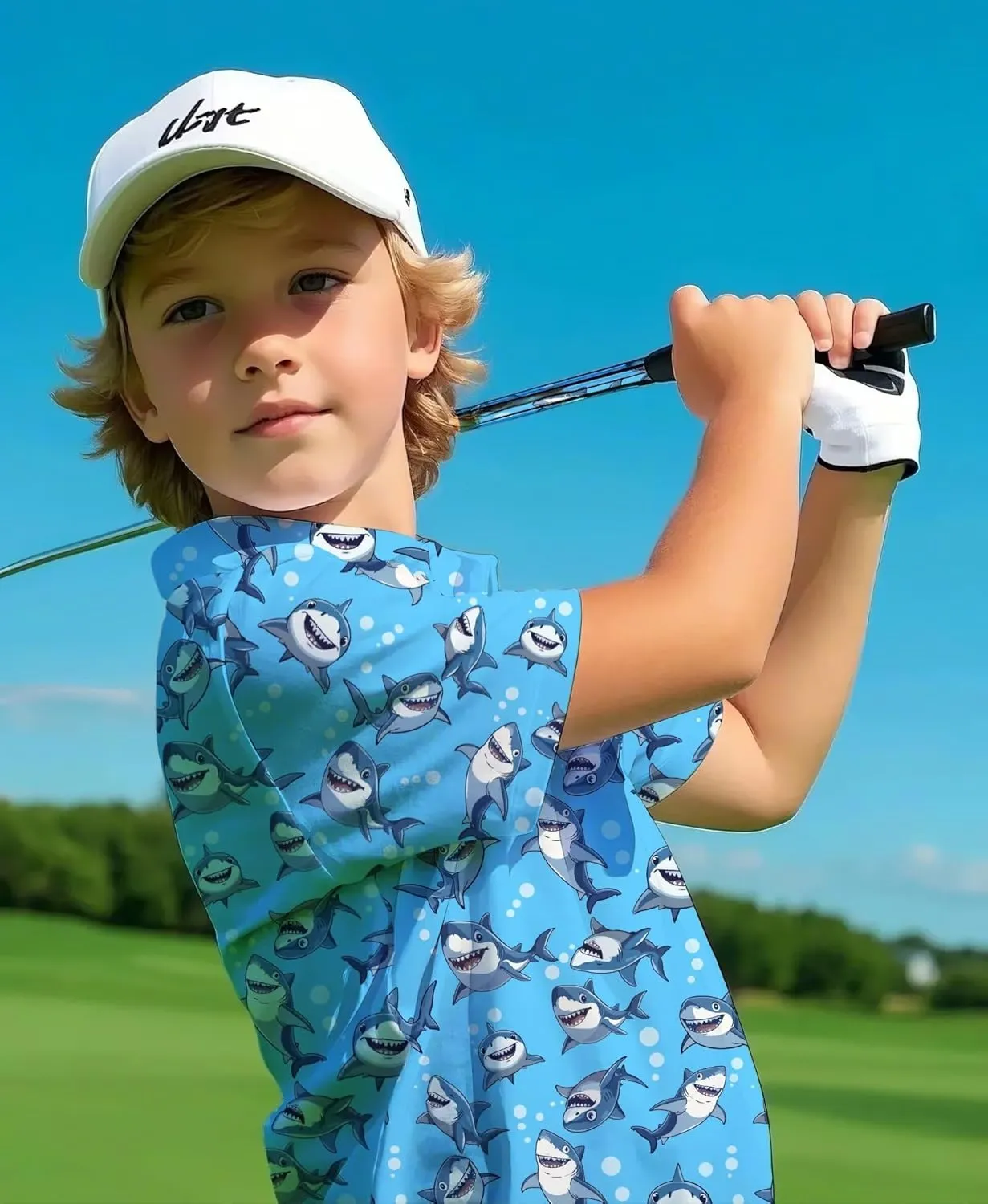 Boys Hawaiian Shirt Polo Tropical Kid Aloha Golf Uniform Short Sleeve Printed Tee Summer Beach Vacation Graphic Top